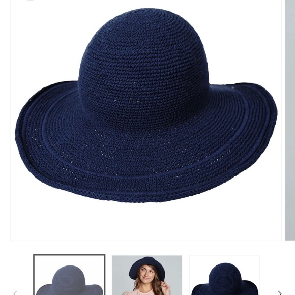 SAN DIEGO HAT COMPANY BALI COTTON CROCHET SUN HAT - NAVY - Picture 3 of 7